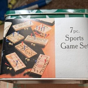 7-Piece Wooden Board Game Set with Red and Blue Pegs